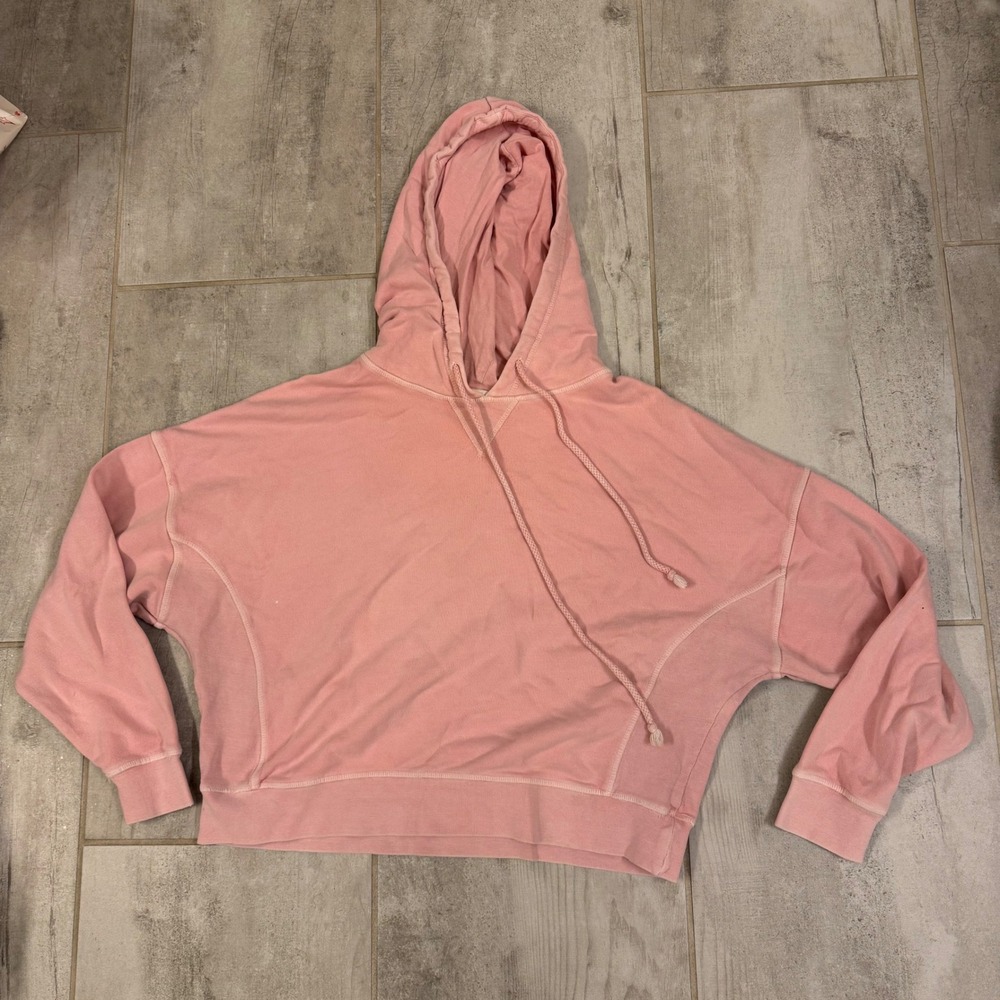 Roan + Ryan Cropped Pink Hoodie Sweatshirt‎ Pullover Distressed Size S